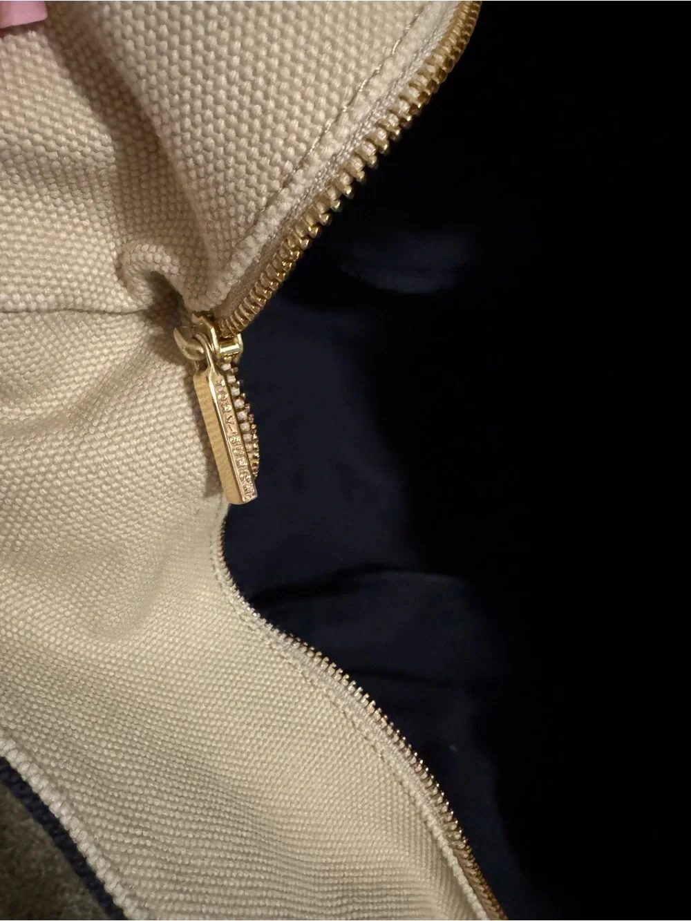 Tory Burch Navy and Cream Logo Canvas Tote